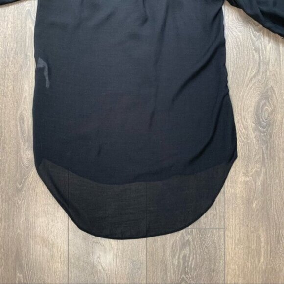 Aritzia Wilfred  Blouse 3/4 Length Sleeve Black Button Front Collared Size XXS - Picture 10 of 15